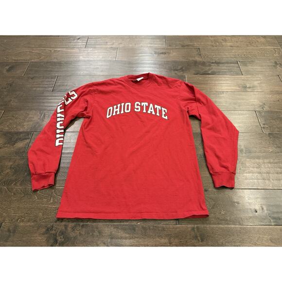 Champion Authentic Mens Red NCAA OHIO STATE Buckeyes Long Sleeve Shirt Size L - Picture 2 of 8